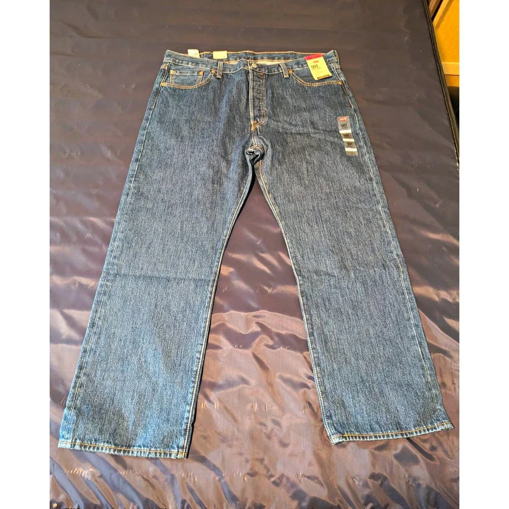 Levis Mens 501 Original Jeans Straight Leg Regular Fit Blue Denim 40x30 NWT